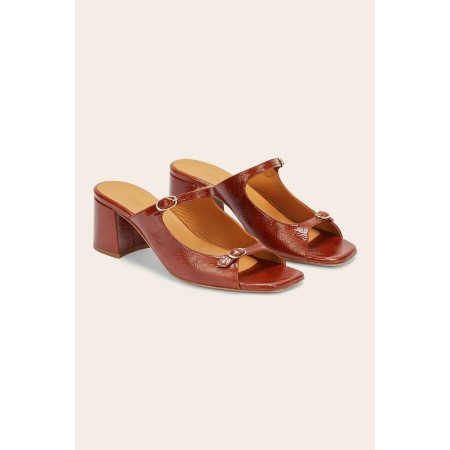 Mules Joane vernis froissé cognac l'achat 