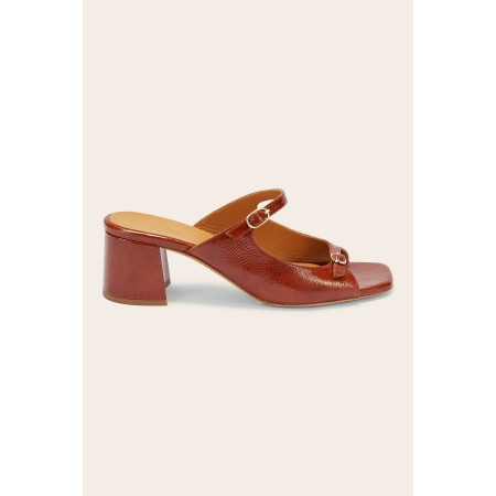 Mules Joane vernis froissé cognac l'achat 