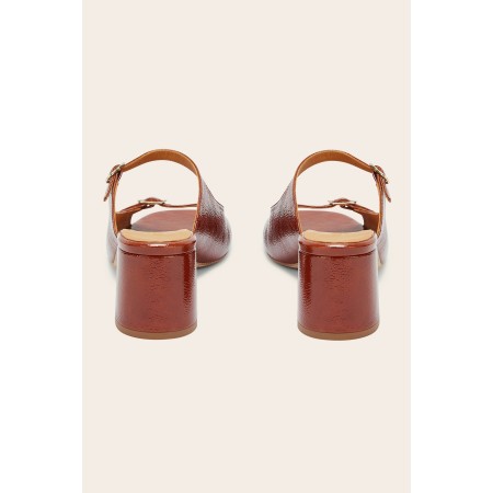 Mules Joane vernis froissé cognac l'achat 