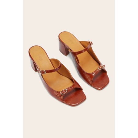 Mules Joane vernis froissé cognac l'achat 