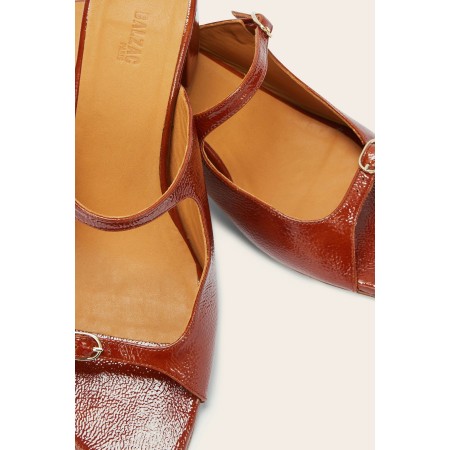 Mules Joane vernis froissé cognac l'achat 