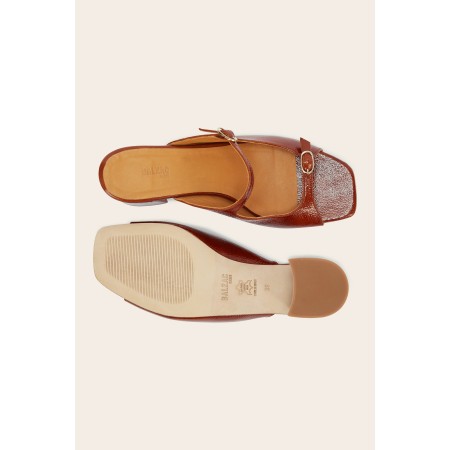 Mules Joane vernis froissé cognac l'achat 