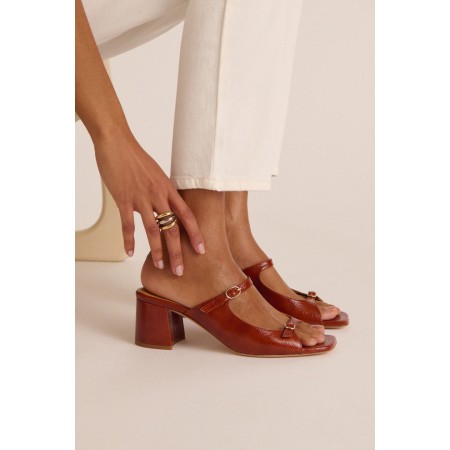 Mules Joane vernis froissé cognac l'achat 