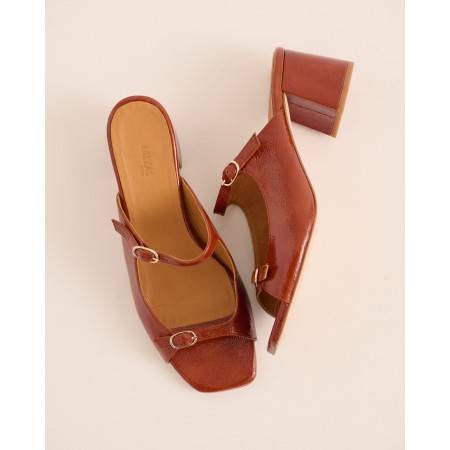 Mules Joane vernis froissé cognac l'achat 