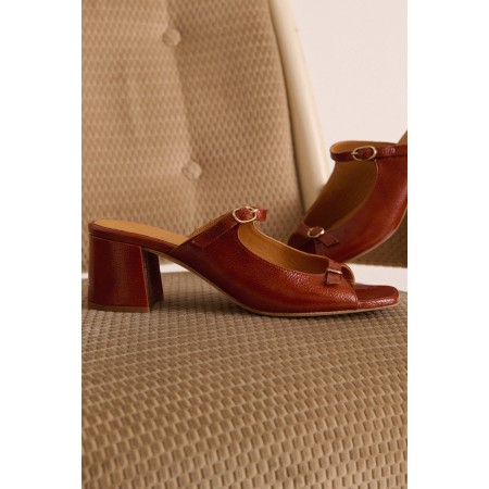 Mules Joane vernis froissé cognac l'achat 