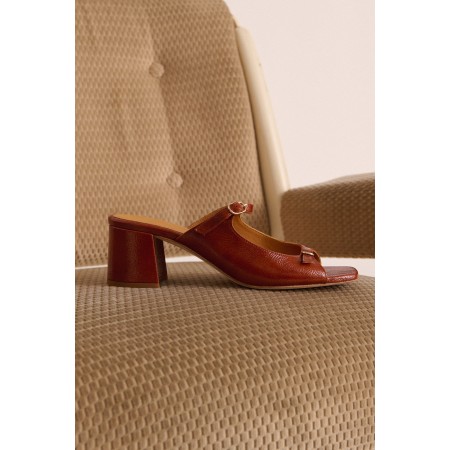 Mules Joane vernis froissé cognac l'achat 