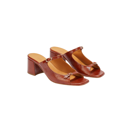 Mules Joane vernis froissé cognac l'achat 