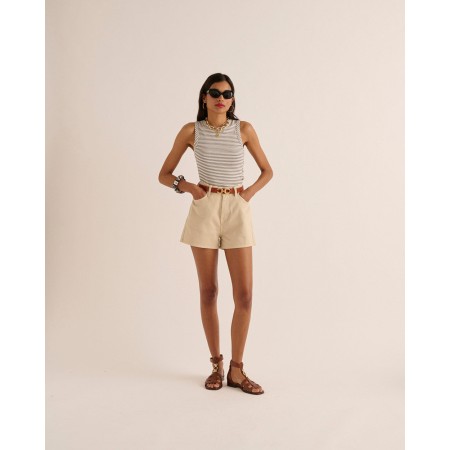 Short Triomphe beige pampa en linge