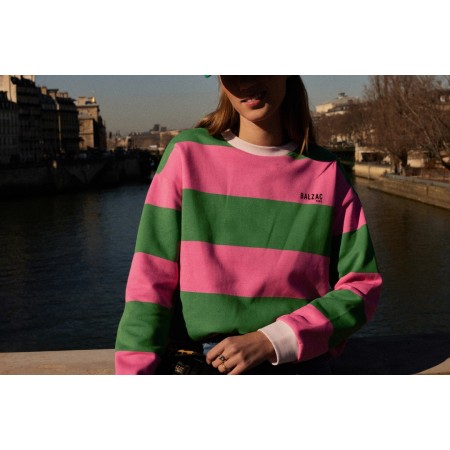 Sweat-shirt Harlow rayures rose et vert outlet