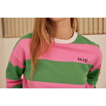 Sweat-shirt Harlow rayures rose et vert outlet