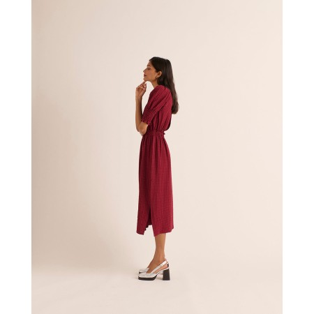 Robe Céleste vichy bordeaux la livraison gratuite