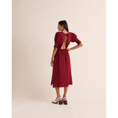 Robe Céleste vichy bordeaux la livraison gratuite