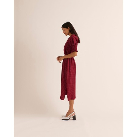 Robe Céleste vichy bordeaux la livraison gratuite