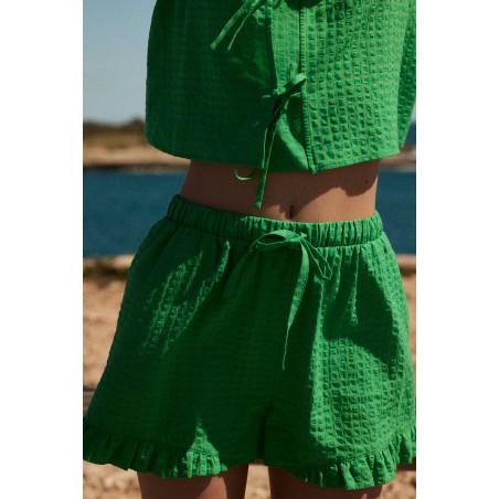 Short Velouté vichy vert pelouse les ctes