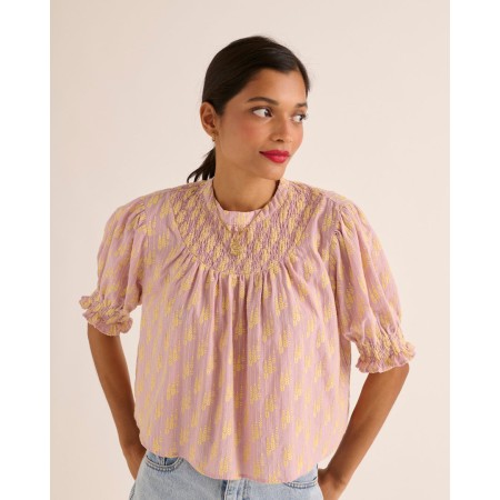 Blouse Amicie broderie rose et jaune outlet