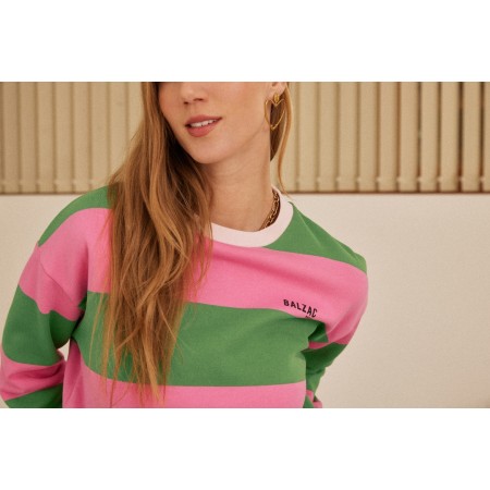 Sweat-shirt Harlow rayures rose et vert outlet