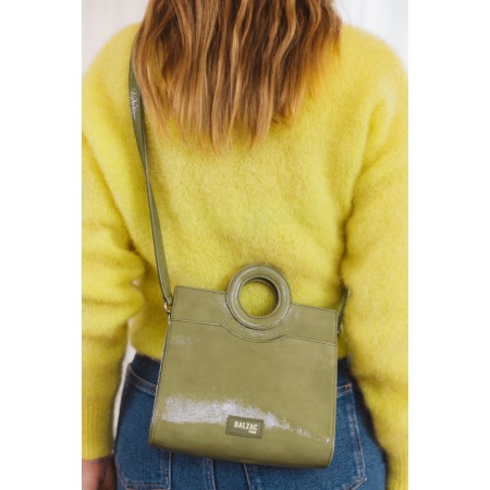 Sac mini Gaïa vernis froissé olive le des métaux précieux