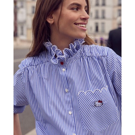 Chemise Léonor rayures bleu et blanc Hello Kitty commande en ligne