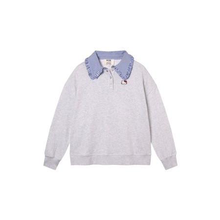 Sweat-shirt Tammy gris et rayures bleu Hello Kitty basket pas cher