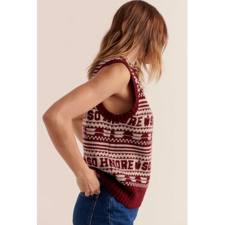 Pull Kurt bordeaux et beige 50-70% off 