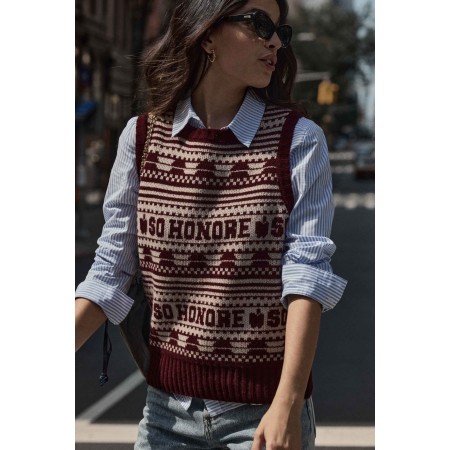 Pull Kurt bordeaux et beige 50-70% off 