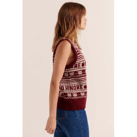 Pull Kurt bordeaux et beige 50-70% off 