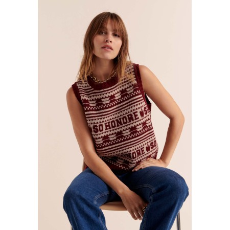 Pull Kurt bordeaux et beige 50-70% off 