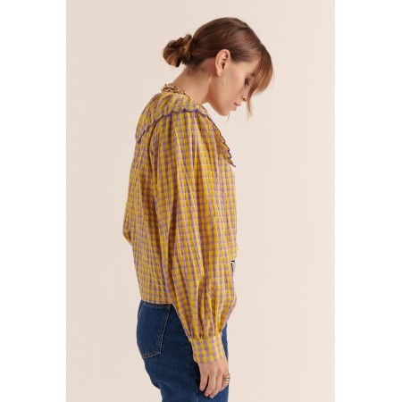 Chemise Amy vichy jaune et violet 2 - 3 jours ouvrés.