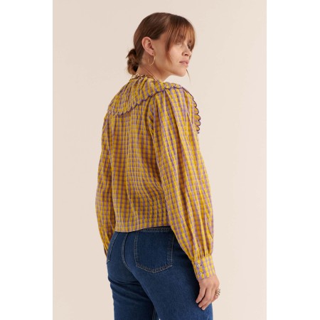 Chemise Amy vichy jaune et violet 2 - 3 jours ouvrés.