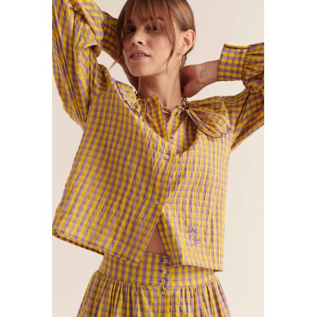 Chemise Amy vichy jaune et violet 2 - 3 jours ouvrés.