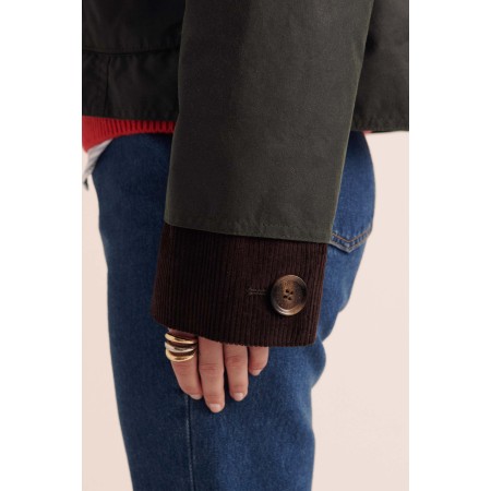 Manteau Céline kaki et léopard Barbour x BP sur le site 