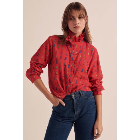 Chemise Cyrielle imprimé santiags rouge commande en ligne