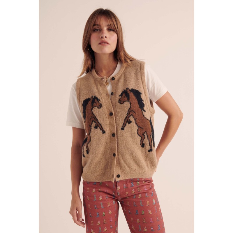 Cardigan Jolly camel et marron des créatures d'habitude