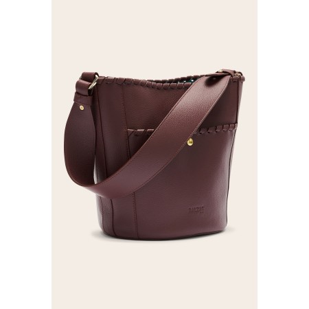 Sac Sofia tressé bordeaux intérieur bleu ciel en stock