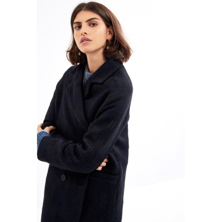 Navy jacquard Lenny coat Amélioration de cerveau avec