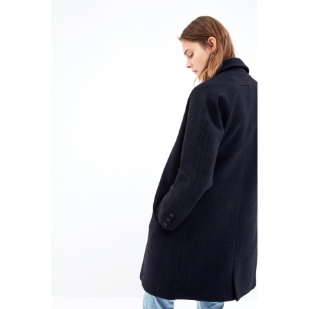 Benjamin navy jacquard coat brillant des détails fins