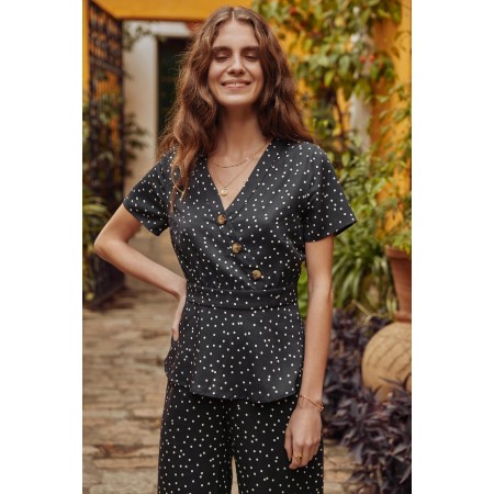 Astoria black blouse with polka dots Fin de série