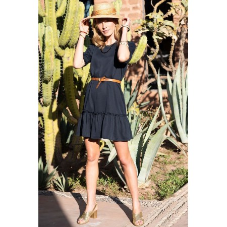 Sofia navy dress en linge