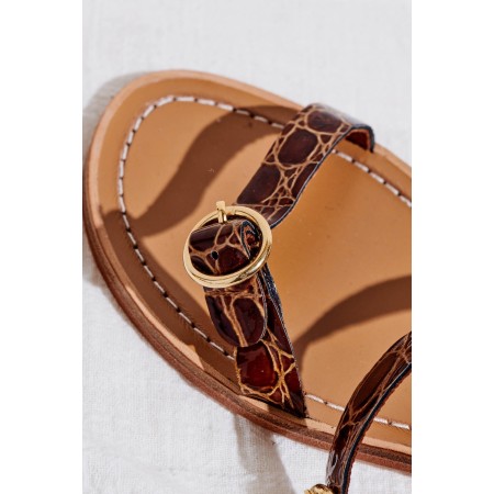 elia cognac embossed sandals livraison gratuite