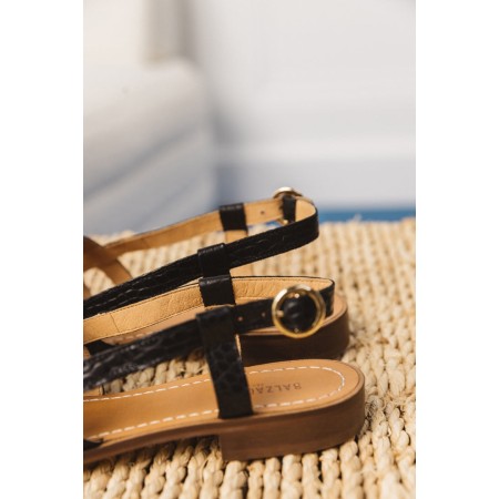 Black embossed Zagara sandals Economisez 