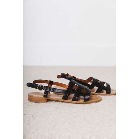 Black embossed Zagara sandals Economisez 