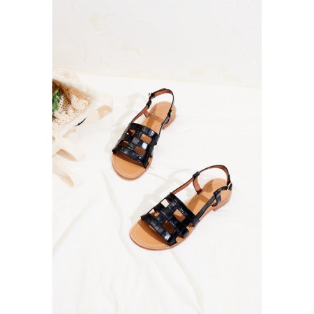 Black embossed Zagara sandals Economisez 