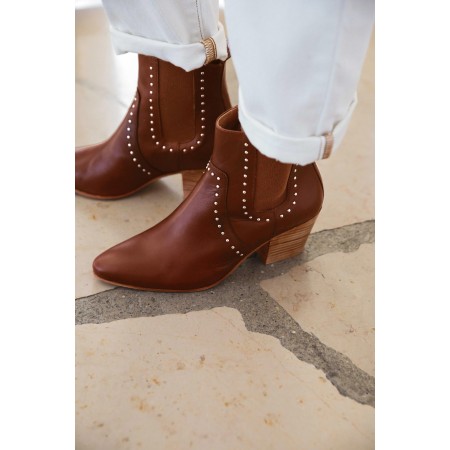 Laeticia dark cognac studded ankle boots Jusqu'à 80% De Réduction