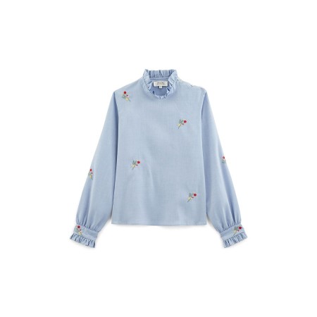 Mélanie blue embroidered blouse ou a consommer sur place