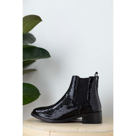 Josepha black embossed patent leather ankle boots est présent 