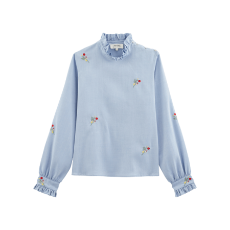 Mélanie blue embroidered blouse ou a consommer sur place