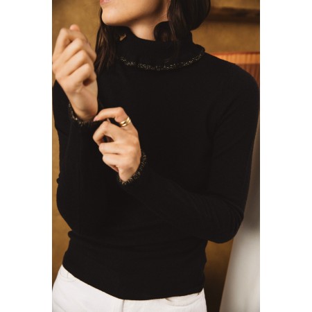 Romuald black sweater in merino wool basket pas cher