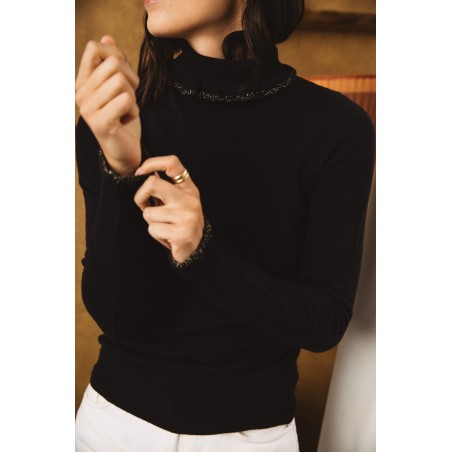 Romuald black sweater in merino wool basket pas cher