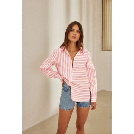 Chemise Liseron rayures rose pour bénéficier 