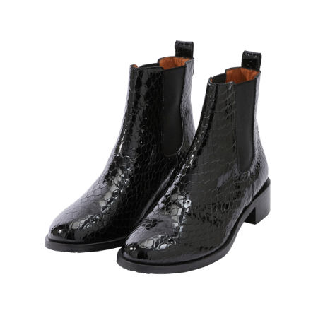 Josepha black embossed patent leather ankle boots est présent 